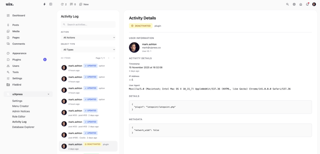 WordPress Activity Log: Track User Changes Inside the Admin