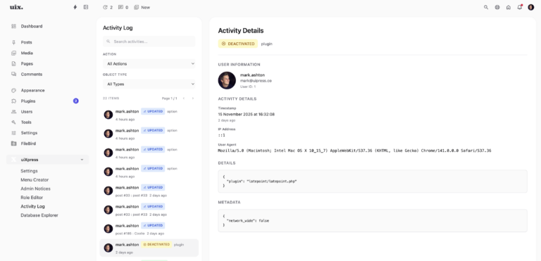 WordPress Activity Log: Track User Changes Inside the Admin