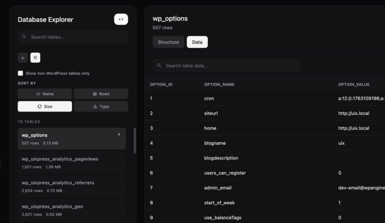 WordPress Database Explorer: View Tables Safely Without phpMyAdmin